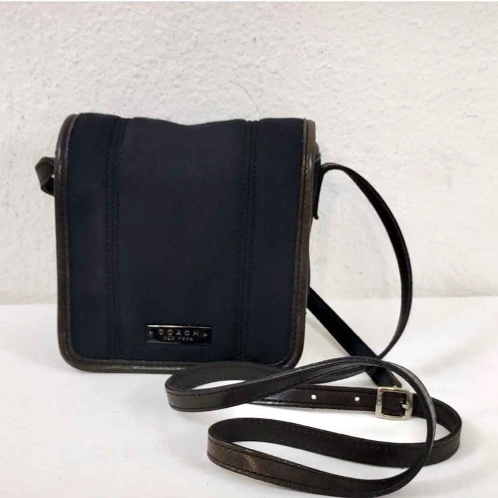 Coach NEO MINI FLAP Leather and Neoprene Crossbody Bag with Adjustable Strap
